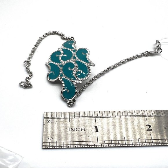 Sterling Silver 7 Inch Painted Enamel Turquoise Filigree Chain Bracelet NIP - Picture 8 of 12